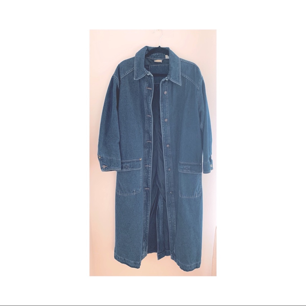 Vintage 90s Denim Trench Coat with Lining